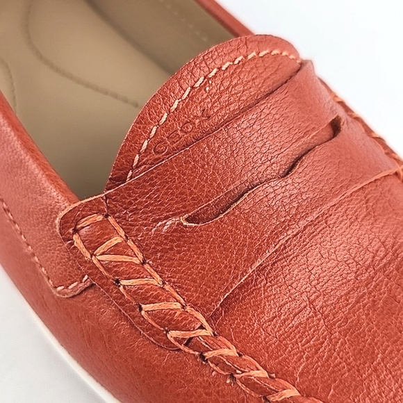 GEOX Women's Orange White Leather Flat Casual Loafer Shoe Almond Toe Size 37.5 - Picture 8 of 16